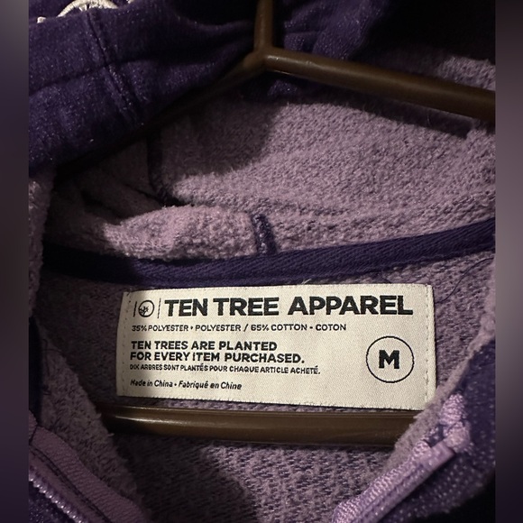 10Tree Purple Full Zipper Embroidered Logo Growing Optimism Hooded Sweater Plant - Picture 5 of 7
